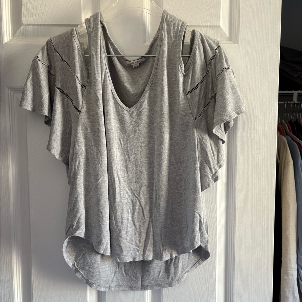 Ella Moss Gray Cold Shoulder Top Size M